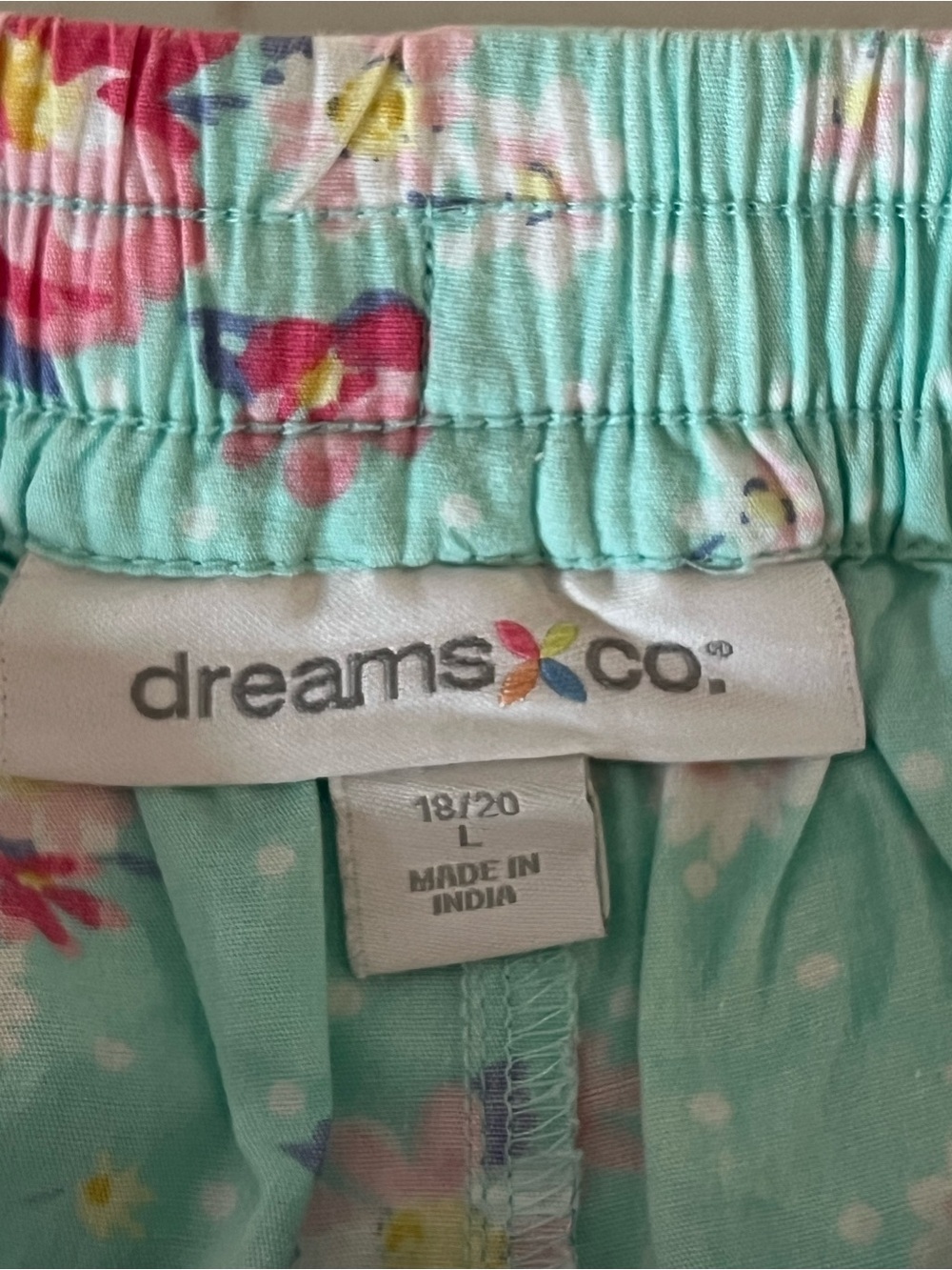 Dreams & Co. Aqua Floral 100% Cotton Pajama Lounge Pants Cottagecore L - Picture 7 of 12